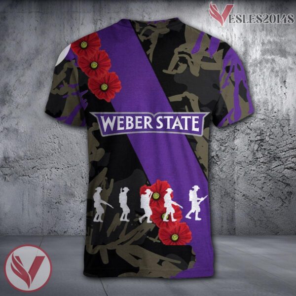 Weber State Wildcats NCAA With Red Poppy Flower 3D Shirt, Unique Gift For Fans - Vesles2014S 1