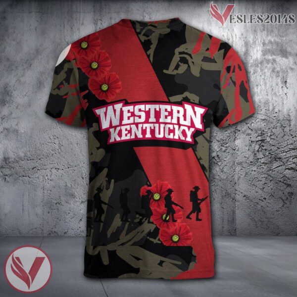 Western Kentucky Hilltoppers NCAA With Red Poppy Flower 3D Shirt, Unique Gift For Fans - Vesles2014S 1