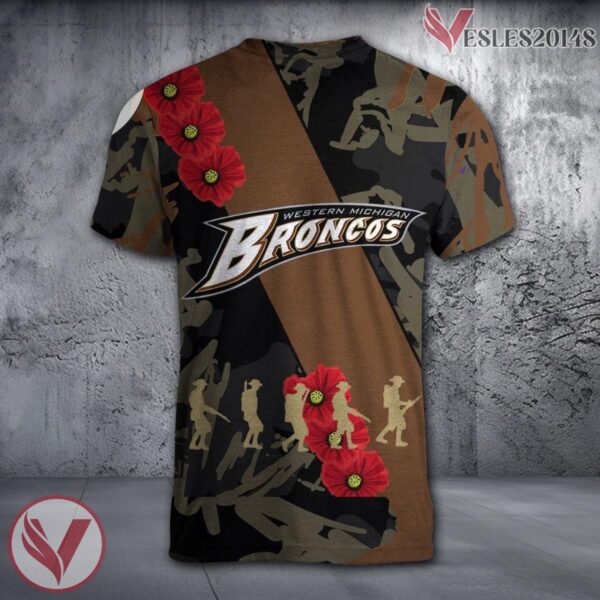 Western Michigan Broncos NCAA With Red Poppy Flower 3D Shirt, Unique Gift For Fans - Vesles2014S 1