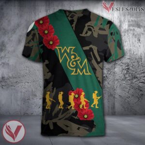 William and Mary Tribe NCAA With Red Poppy Flower 3D Shirt, Unique Gift For Fans - Vesles2014S 1