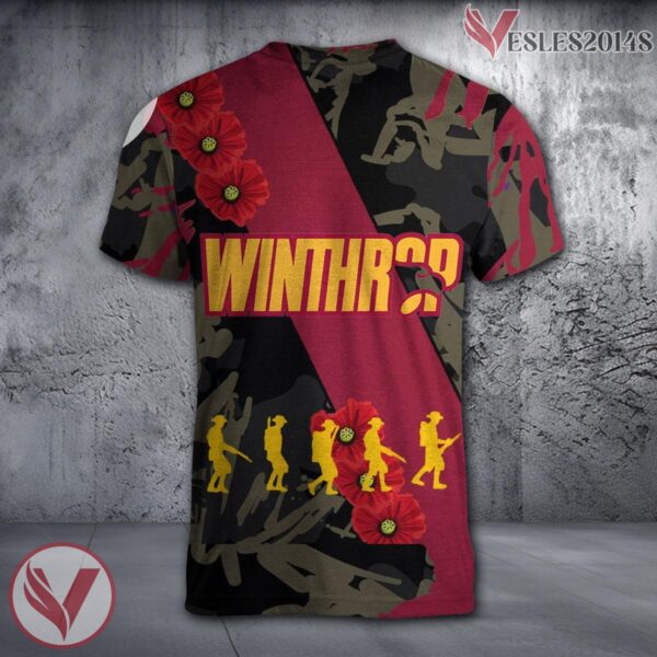 Winthrop Eagles NCAA With Red Poppy Flower 3D Shirt, Unique Gift For Fans - Vesles2014S 1