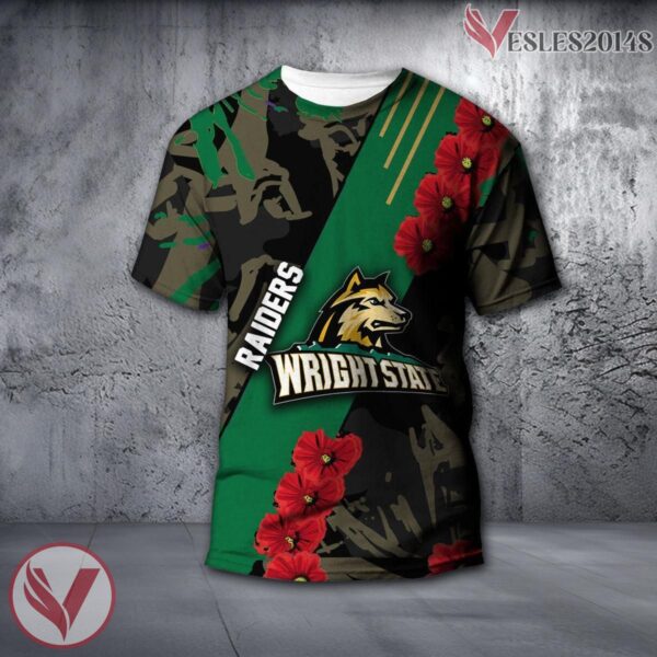 Wright State Raiders NCAA With Red Poppy Flower 3D Shirt, Unique Gift For Fans - Vesles2014S