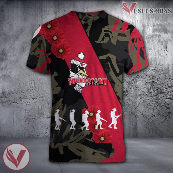 Youngstown State Penguins NCAA With Red Poppy Flower 3D Shirt, Unique Gift For Fans - Vesles2014S 1