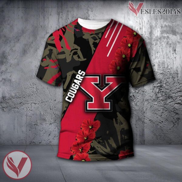 Youngstown State Penguins NCAA With Red Poppy Flower 3D Shirt, Unique Gift For Fans - Vesles2014S