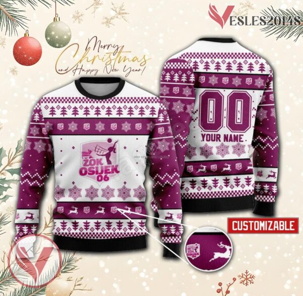 ZOK Osijek Women Volleyball Custom Ugly Christmas Sweater, Unique Gift For Fans - Vesles2014s